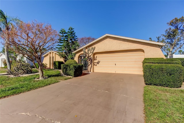 single story home with a garage