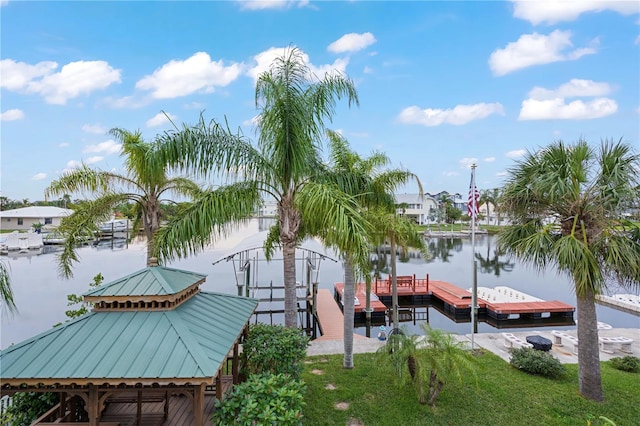 view of dock featuring a water view