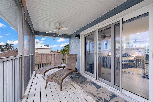 deck featuring ceiling fan