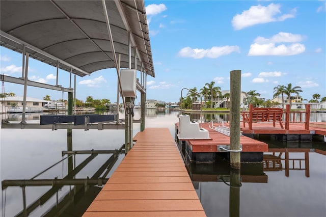 view of dock featuring a water view