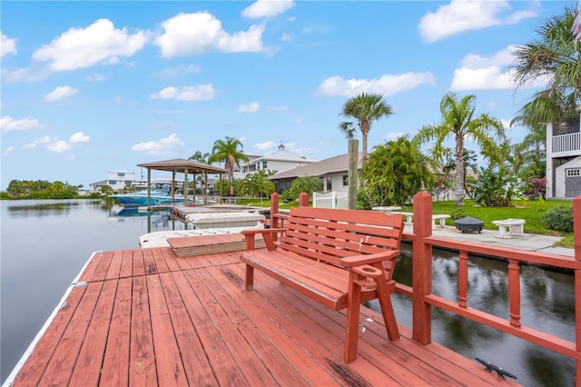 view of dock featuring a water view