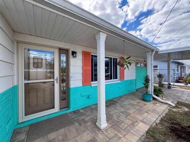 entrance to property featuring a garage