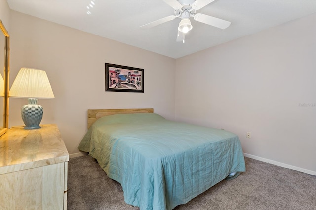 bedroom with carpet flooring and ceiling fan