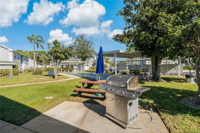 view of patio / terrace featuring a grill