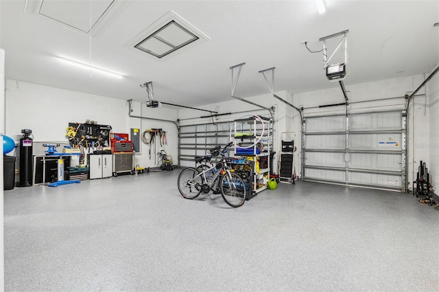 garage with a garage door opener