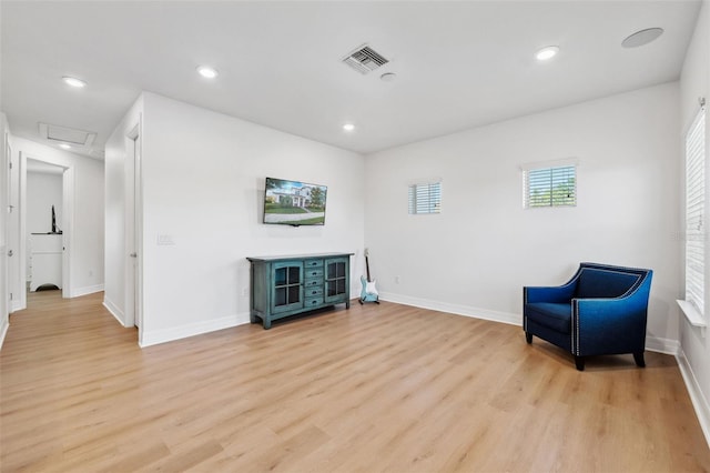 living area featuring light hardwood / wood-style flooring