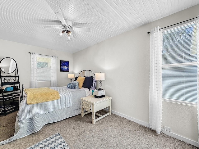 bedroom with carpet flooring and ceiling fan