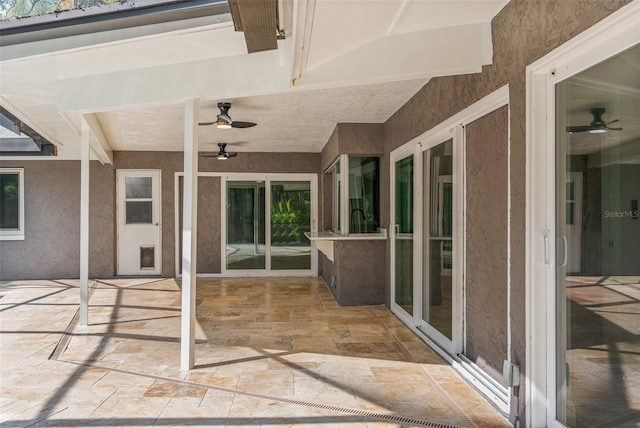 view of patio / terrace featuring ceiling fan