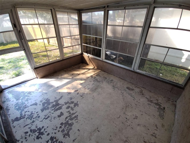 view of unfurnished sunroom