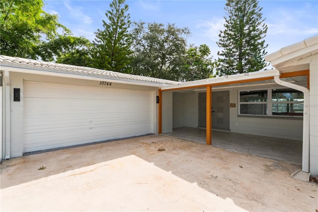 view of garage