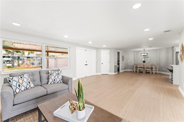 living room with hardwood / wood-style floors