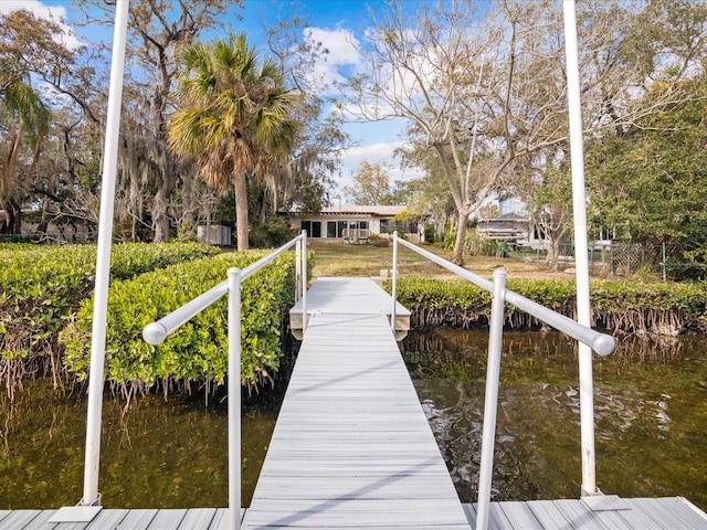 dock area featuring a water view