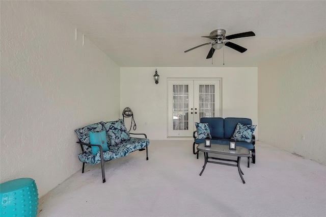 view of patio / terrace with an outdoor living space and french doors