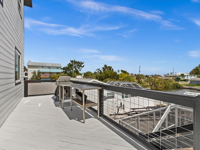 deck with a water view