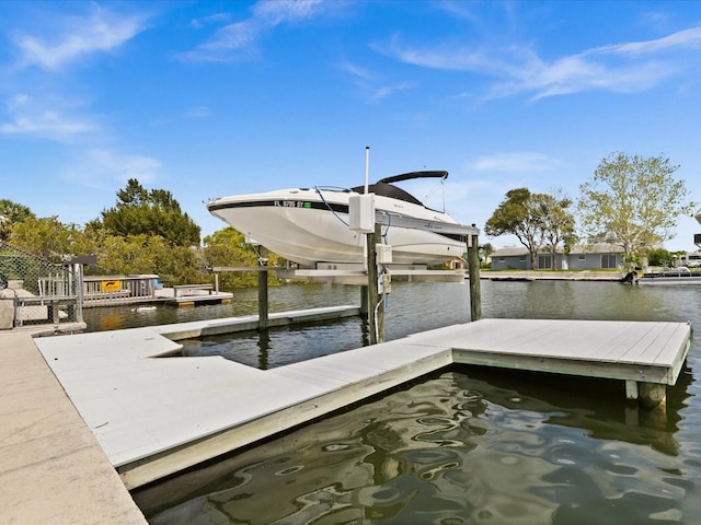 dock area featuring a water view