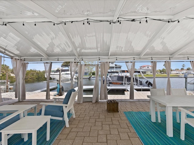 dock area featuring a water view