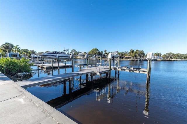 view of dock featuring a water view