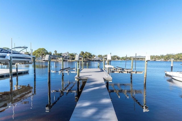 dock area featuring a water view