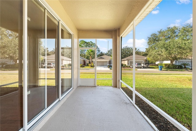 view of unfurnished sunroom