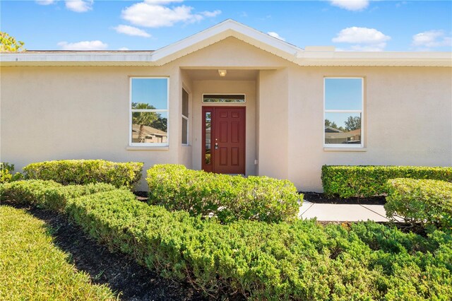 4201 Silver Berry Ct, Spring Hill, FL 34609 - doorway to property with stucco siding