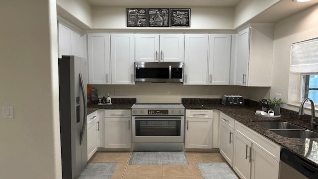 kitchen featuring white cabinetry, appliances with stainless steel finishes, and a sink