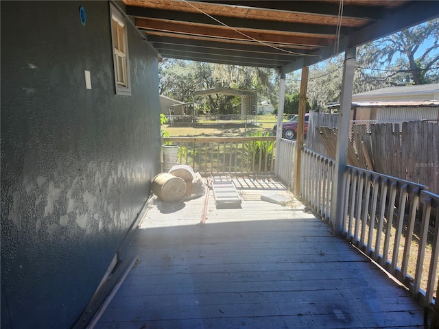 deck with a carport