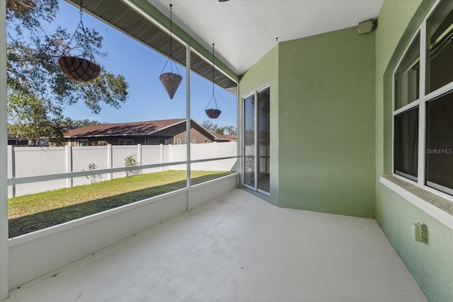 view of unfurnished sunroom