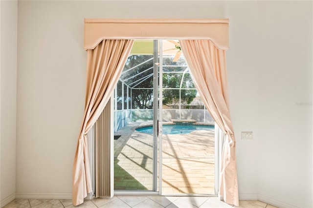 doorway featuring light tile patterned floors