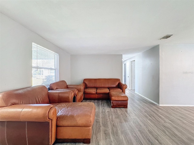 living room with hardwood / wood-style floors