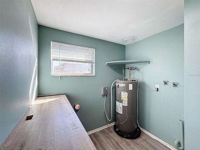 utility room featuring water heater