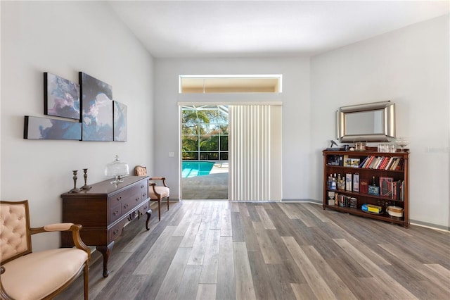 living area featuring hardwood / wood-style flooring