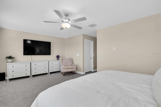 bedroom featuring carpet and ceiling fan