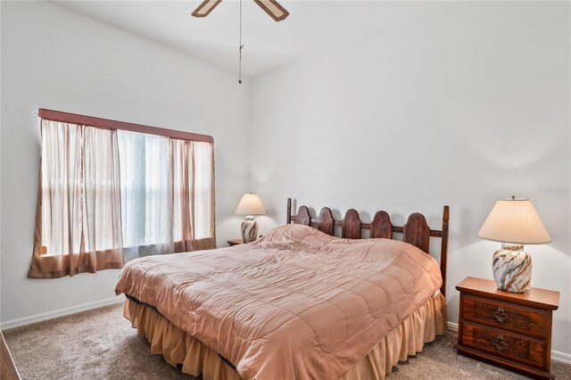 bedroom with carpet flooring and ceiling fan