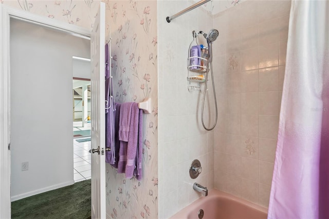 bathroom featuring shower / bath combination with curtain