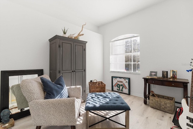 sitting room with light wood-type flooring