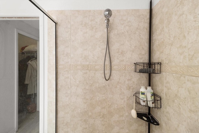 interior details with tiled shower