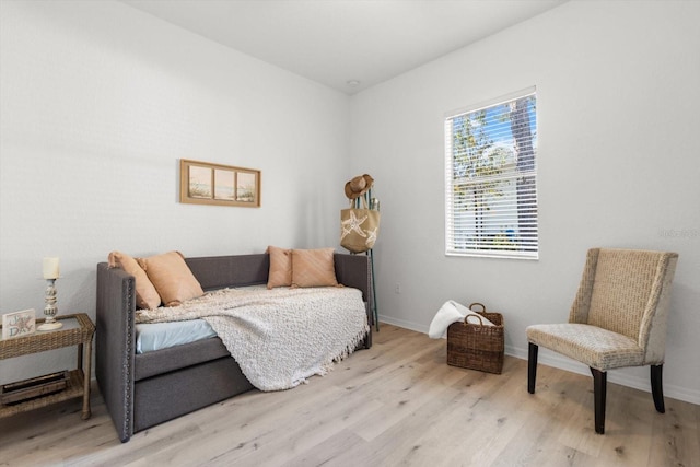 sitting room featuring light hardwood / wood-style floors