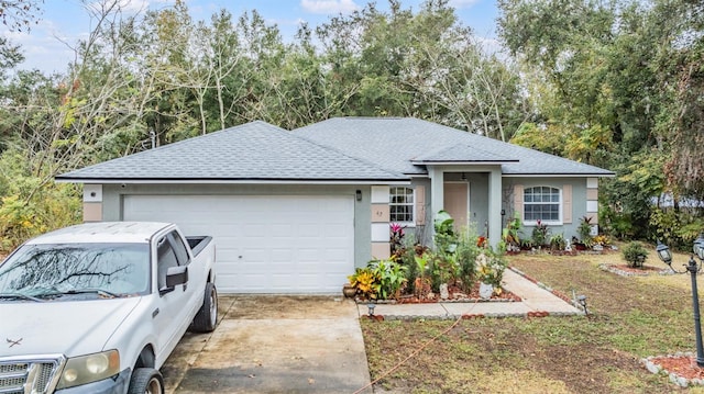 ranch-style home with a garage