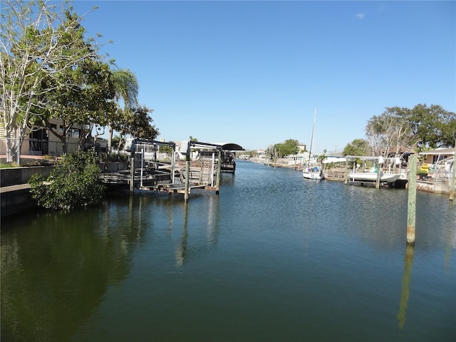 view of dock featuring a water view