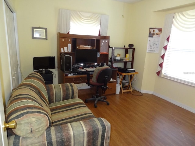 home office featuring wood-type flooring