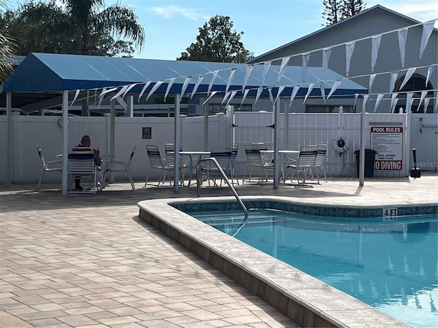 view of pool featuring a patio