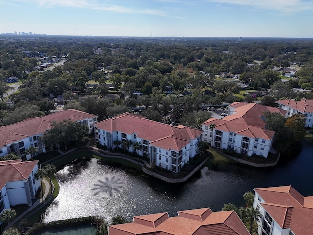 bird's eye view featuring a water view