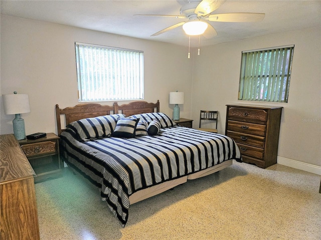 bedroom featuring ceiling fan