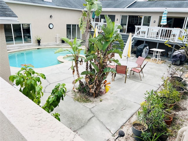 view of swimming pool with a patio area and area for grilling