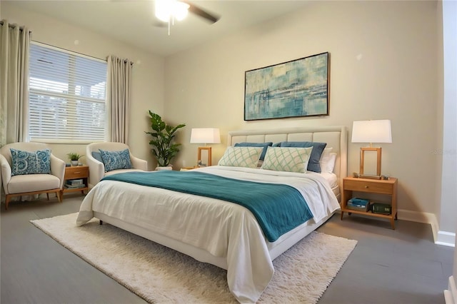 bedroom featuring ceiling fan