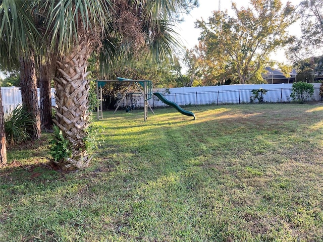 view of yard with a playground