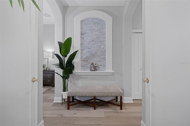 hall featuring light hardwood / wood-style flooring