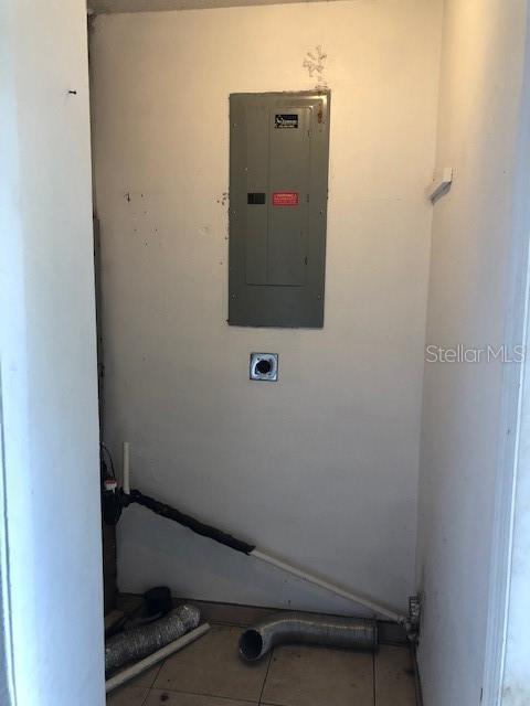 interior space featuring electric dryer hookup and electric panel