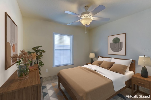 bedroom featuring ceiling fan