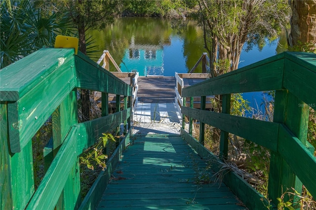 view of dock featuring a water view